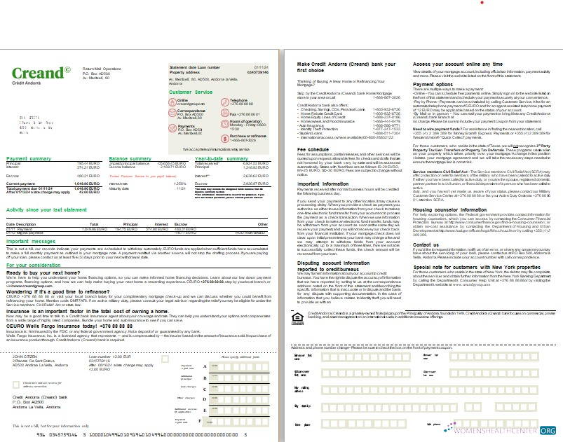 Download Andorra Creand Credit Andorra bank mortgage statement scr Photoshop template